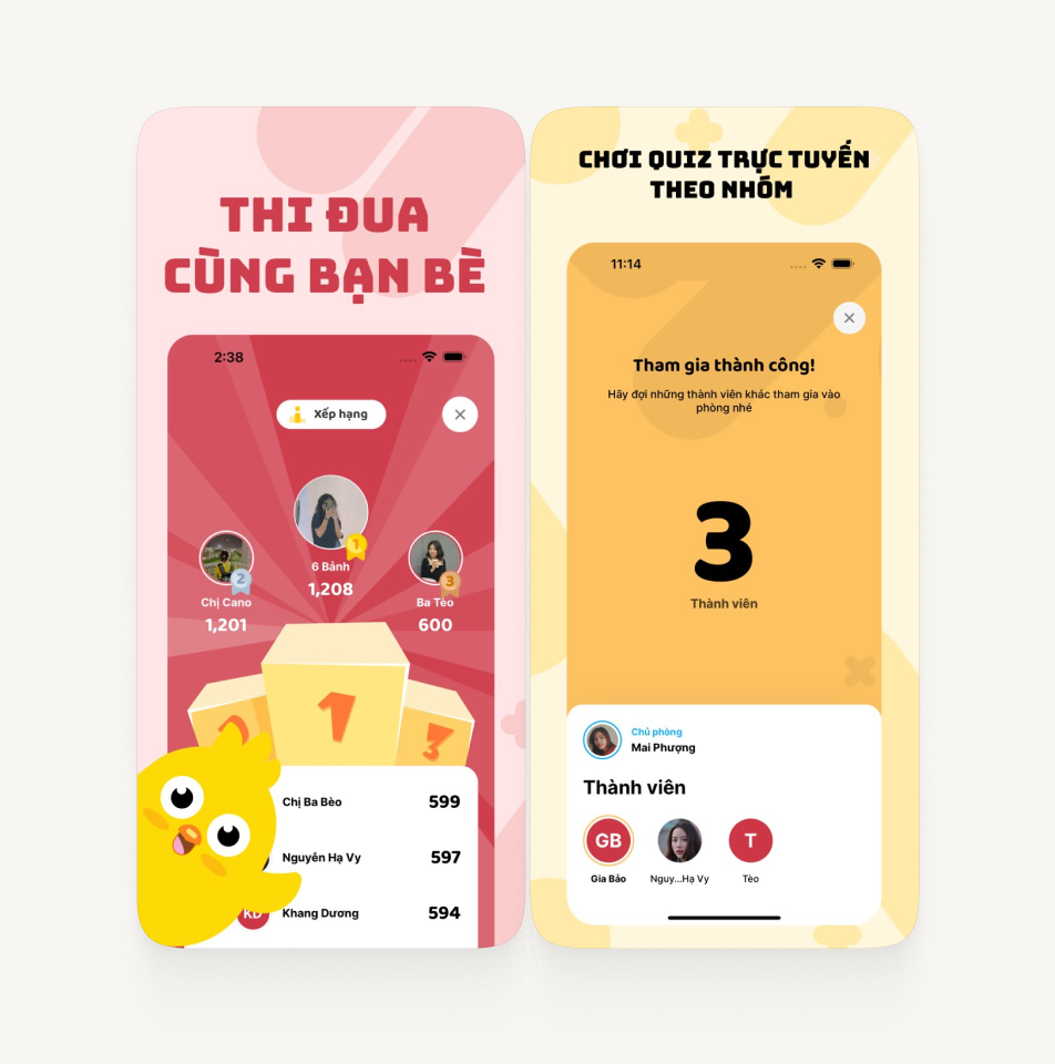 Leaderboard and Play quiz with host